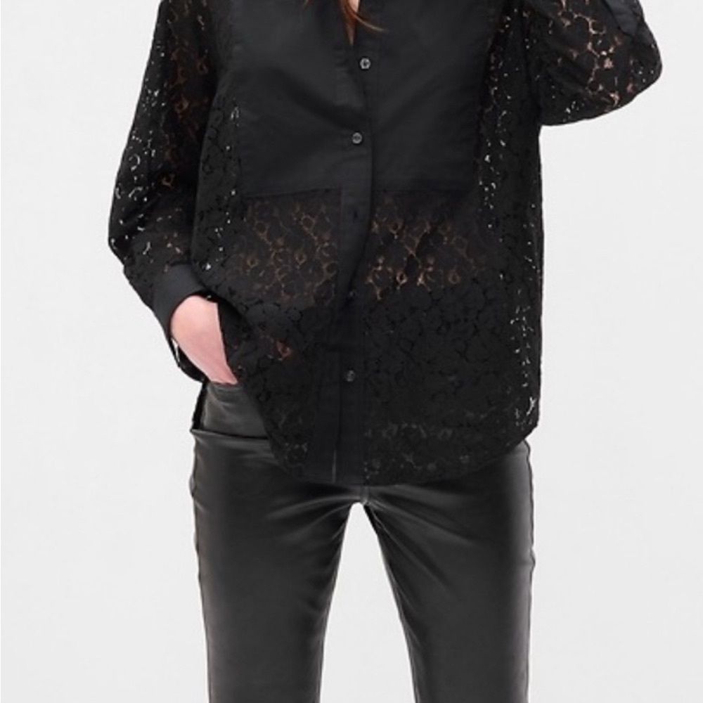GAP Black Sheer Lace shirt